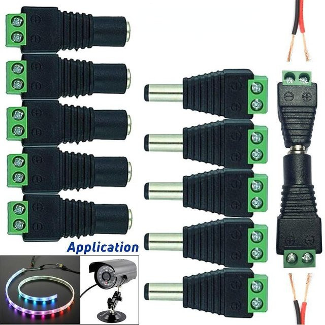 Sombrero DC Power Jack Adapter 12V Stecker auf 4x Buchse für CCTV-Überwachungskameras und LED-Streifen, Schwarz und Grün - Bild 1