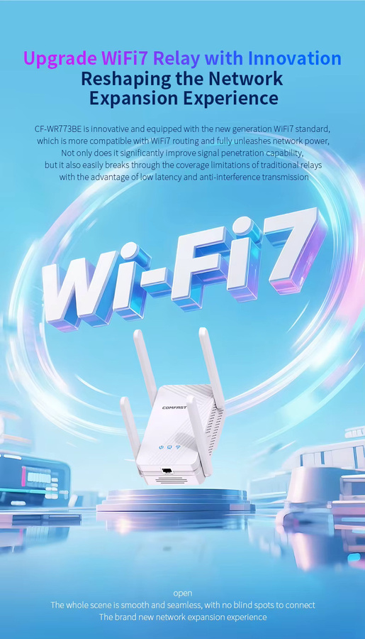 Comfast AX3000 WiFi 7 und WiFi 6 Dual-Band Repeater in Weiß zur Signalverstärkung für 2,4 GHz und 5 GHz - Bild 1