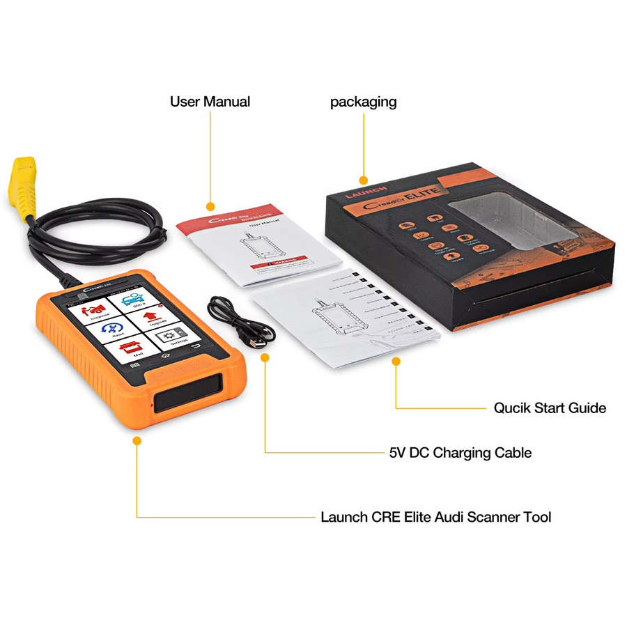 Launch x431 Creader Elite OBD2 Diagnosegerät mit TPMS 31 Reset-Funktion und Online-Codierung in Orange - Bild 6
