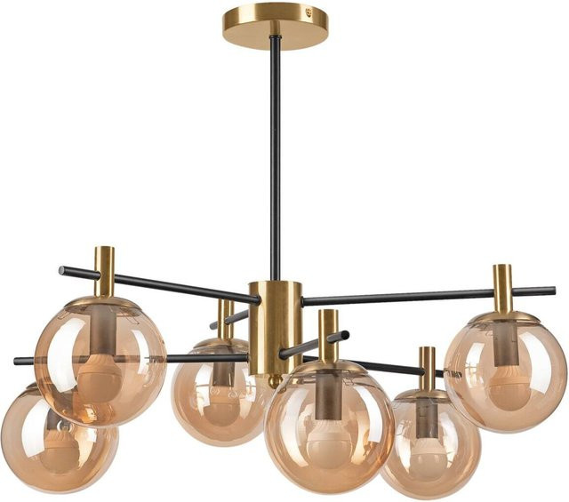 Lamkur Deckenleuchte Lilou in Gold mit transparentem Glas, E14, 6 Fassungen, B/H/T: 51 x 53 x 51 cm - Bild 1