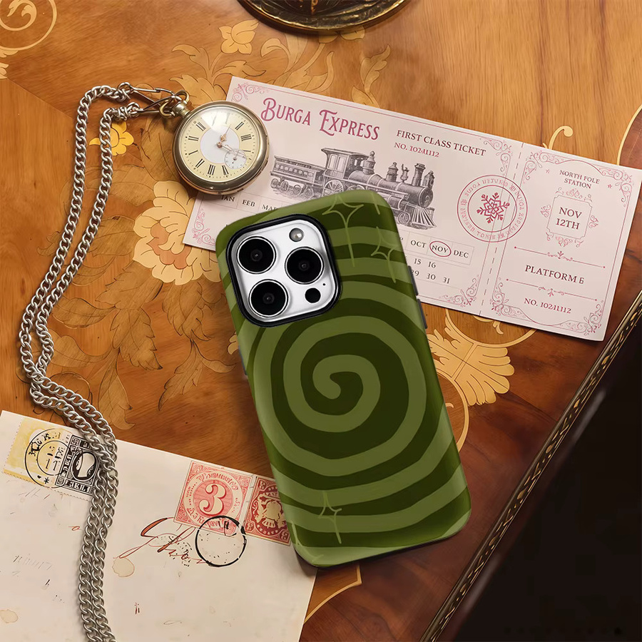 Potdemiel Spiral-Handyhülle in Grün für iPhone 18 bis 11 Pro Max Plus mit doppelschichtiger Rückabdeckung - Bild 4