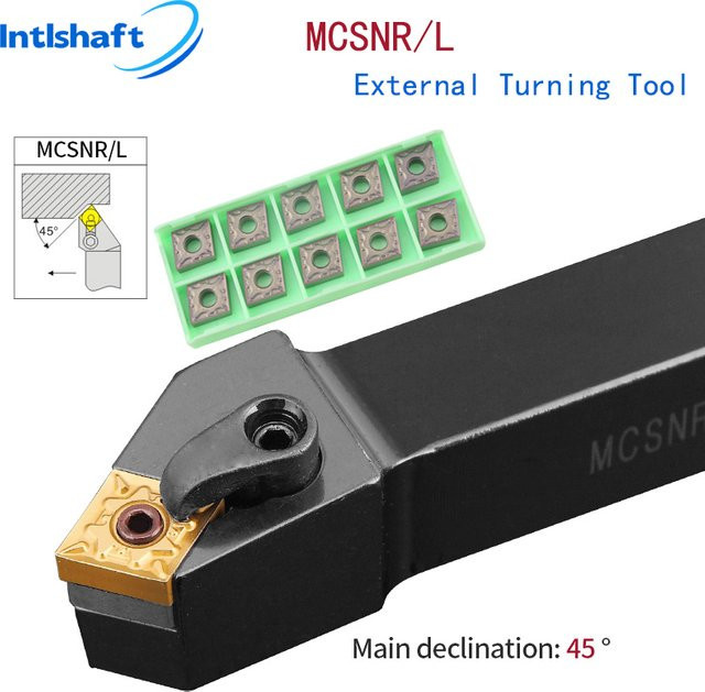 Intlshaft Externer Drehtoolhalter Satz mit CNMG Hartmetallwendeschneidplatten für Drehmaschinen mcsnr2020k12 mcsnr2525m12 mcsnr1616h12 - Bild 1