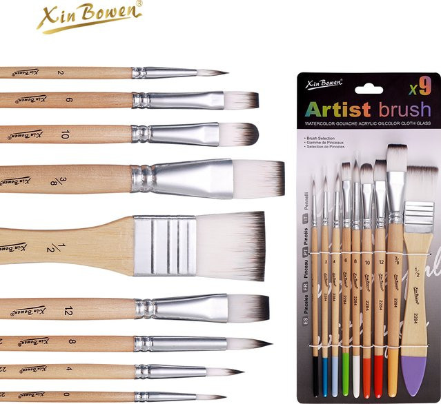 Nylonpinsel-Set für Künstler in Mehrfarben für Aquarell, Öl und Acryl - Bild 1