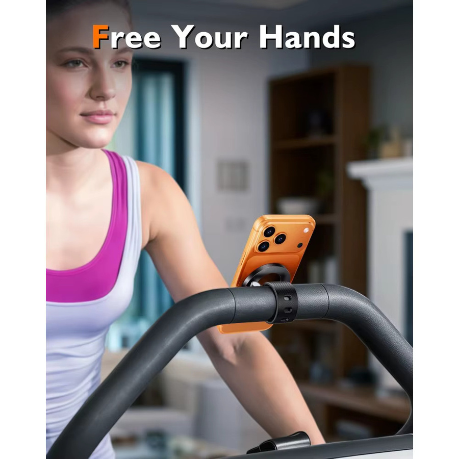 MagSafe Magnetischer Handyhalter aus Silikon in Schwarz für iPhone 12 bis iPhone 18 Serie, Verstellbarer Snap-On Handyständer für Sport, Fahrrad und Kinderwagen - Bild 2