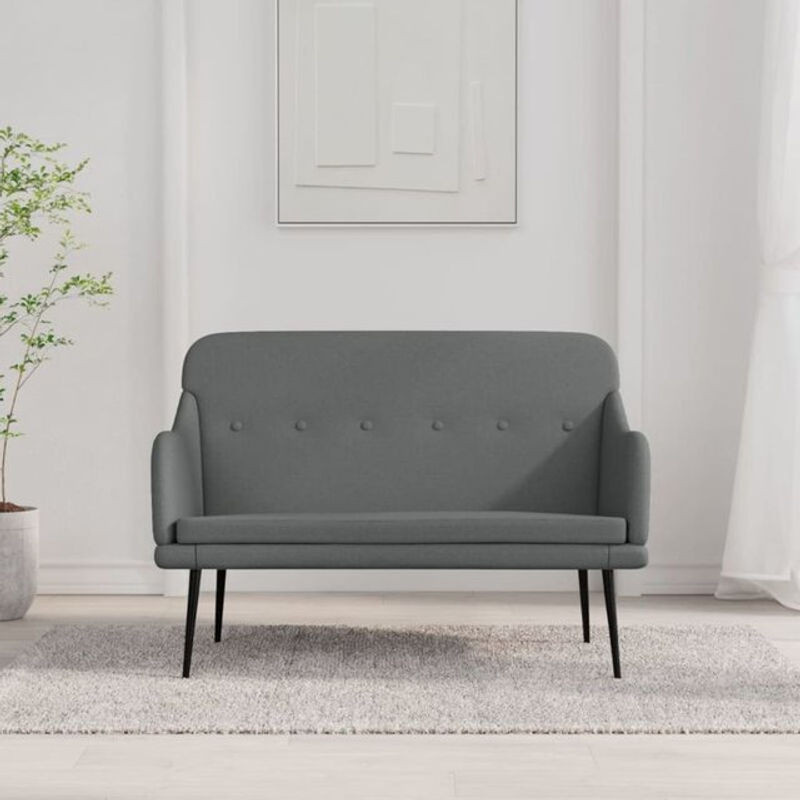 Prolenta Premium Sitzbank mit Rückenlehne in Anthrazit Grau aus Stoff und Metall B/T/H: 110 x 76 x 80 cm - Bild 1