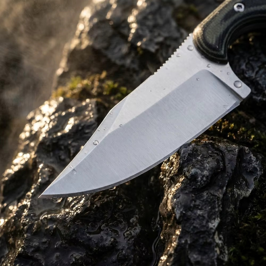 Mini-Taschenmesser mit Vollklinge aus Edelstahl und zweifarbigen G10-Griff inklusive Scheide, EDC Outdoor-Camping-Werkzeug, 2,05 Zoll - Bild 3