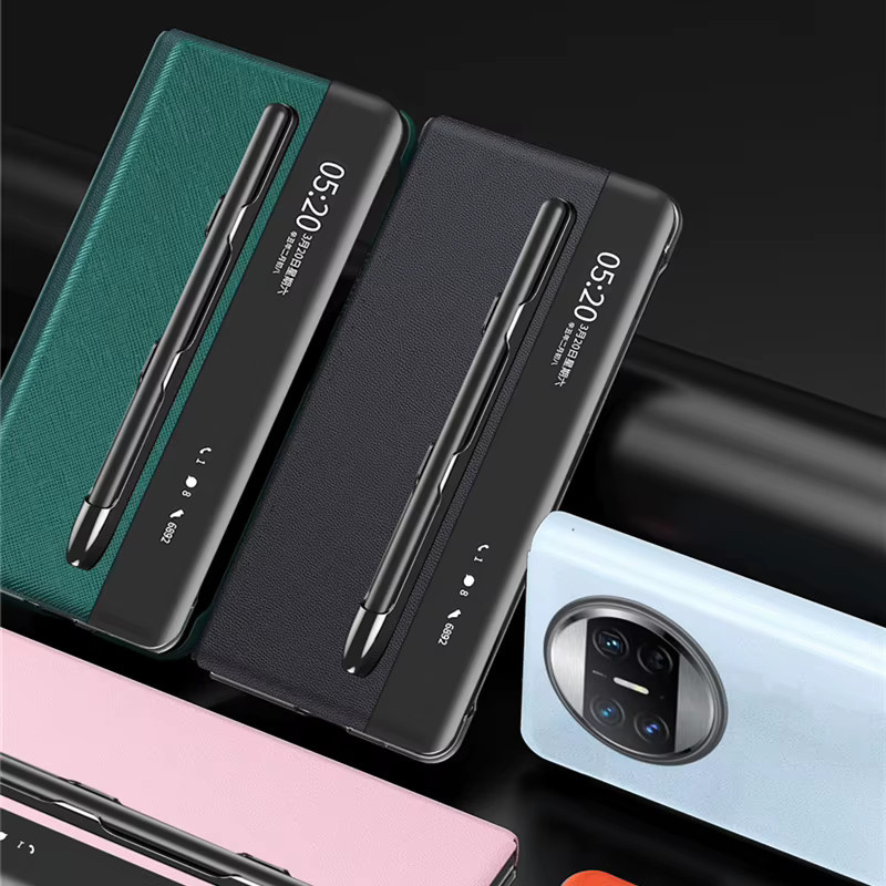 Smart View Leder-Schutzhülle für Huawei Mate X3 und Mate X5 mit Touch Pen Slot in Schwarz - Bild 1