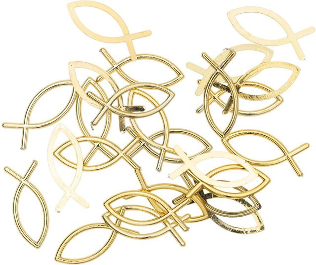 idee. Creativmarkt Konfetti Fischsymbol in Gold, 24 Stück, Durchmesser: 3 cm - Bild 1