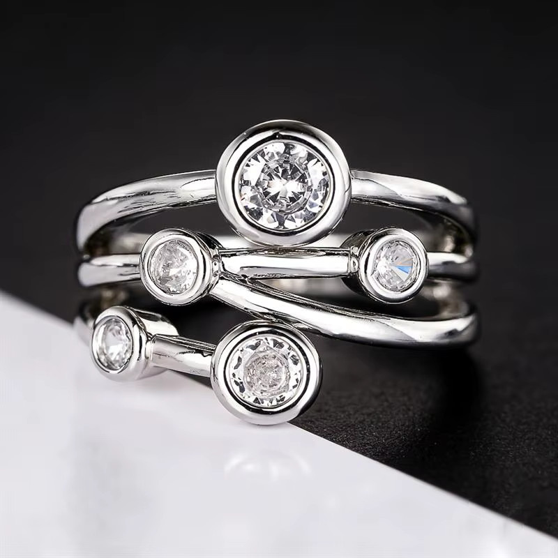 Huitan Kreuz-Design, Silber, Zirkonia, Damen - Bild 2