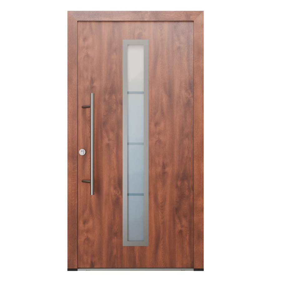 FM Türen Innentür AS68 Modell 01 mit Glaseinsatz in Nussbaum Braun, Ausführung Links, B: 100 cm, H: 200 cm, inklusive Beschläge Set aus Stahl und Glas - Bild 2
