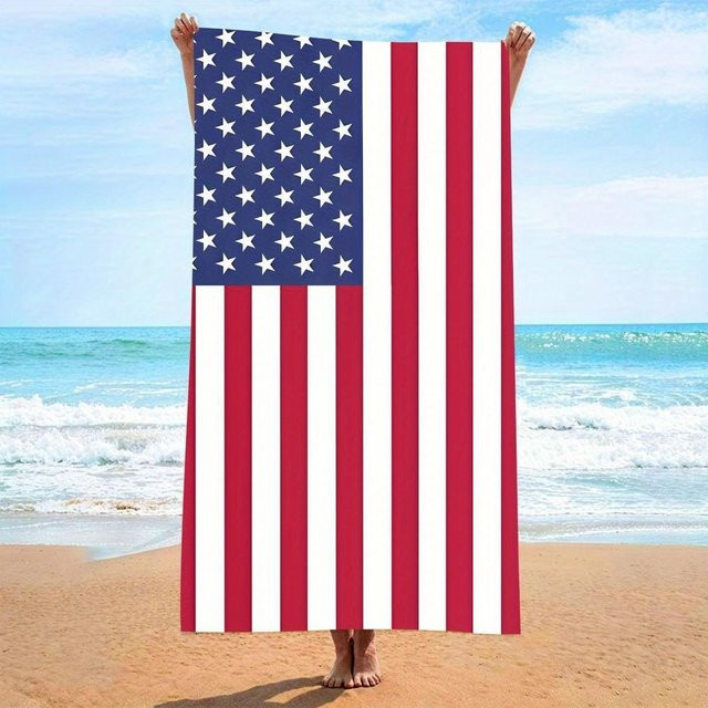 JMG Household Supplies Strandtuch mit Amerikanischer Flagge, schnelltrocknendes Polyester Reisehandtuch für Strand, Camping und Surfen, B/B: 70 x 140 cm, Mehrfarbig - Bild 1