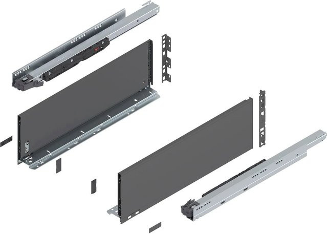 Blum Legrabox Pure Set Schubladenauszug Höhe C Tip-On Vollauszug, 1 Paar, Oriongrau matt, Länge: 550 mm, Tragkraft: 70 kg - Bild 1