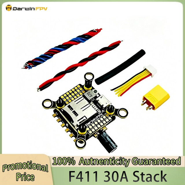 DarwinFPV F411 Stack mit F411 FC MPU6500 und 4in1 30A ESC in Schwarz - Bild 1