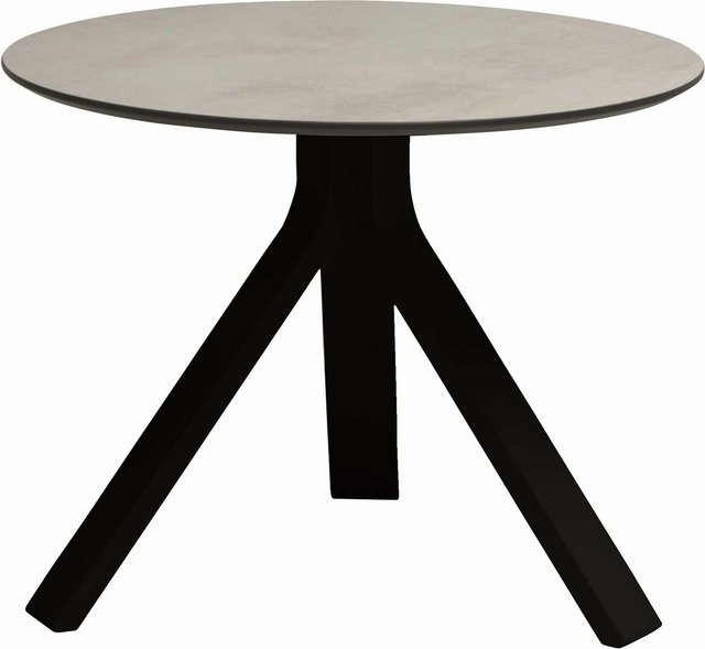 Stern Beistelltisch Freddie aus Aluminium in Schwarz Matt mit Tischplatte Silverstar 2.0 Zement Hell, Durchmesser: 55 cm - Bild 1
