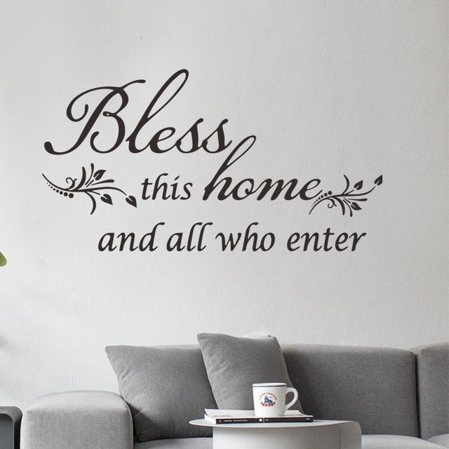 Peoho Modern English Blessing Wandaufkleber, selbstklebend und abnehmbar, Schwarz - Bild 1