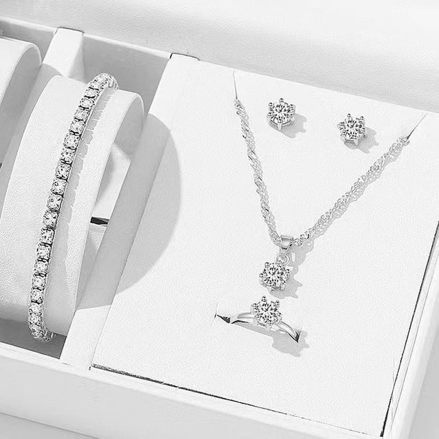 Lucky Star Jewelry Schmuck-Set, Zirkonia, Kristall, Silber, Damen - Bild 1