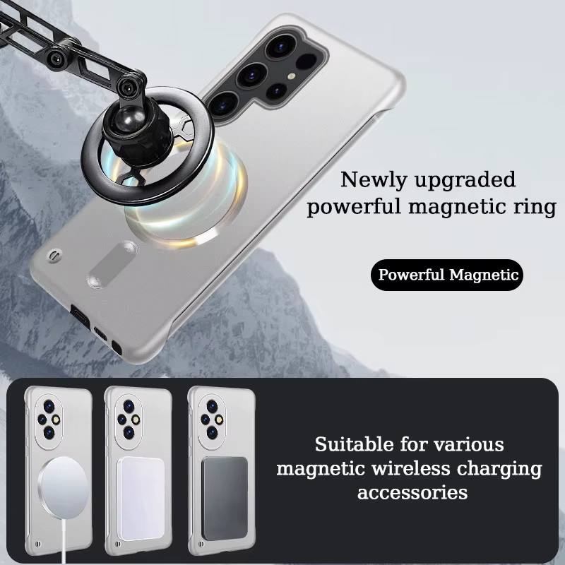 Magnetische MagSafe Wireless Charging Schutzhülle aus hartem PC für Samsung S24 FE, S25 Ultra und S25 Ultra Plus in Grau - Bild 2