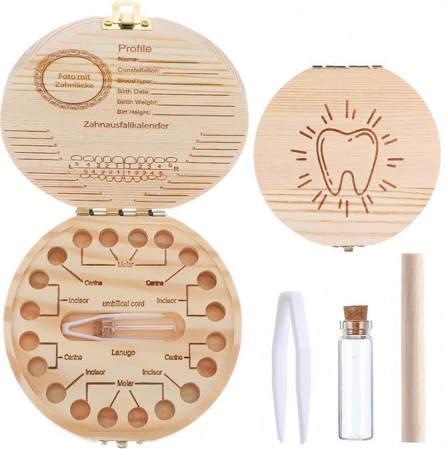 LGFU Holz Aufbewahrungsbox für Babyzähne und Haare als Erinnerungsbox für Neugeborene - Bild 1