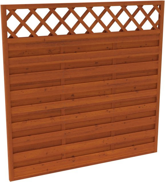 Sichtschutzzaun-Element Country von Andrewex aus Holz in Teakfarben, blickdicht, 3-fach lasiert, B/H: 180 x 180 cm - Bild 1