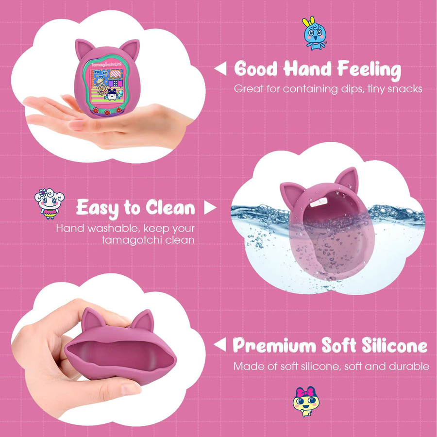 Bandai Tamagotchi Uni Schutzhülle, Silikon, mit Katzenohren und Handschlaufe - Bild 4