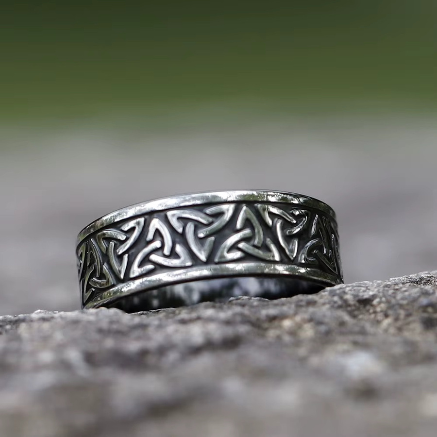 Ring Viking Keltischer Knoten, Edelstahl, Silber, Herren, Vintage - Bild 2