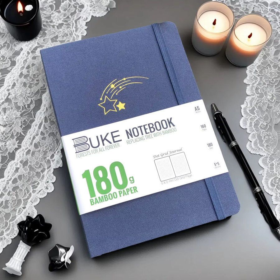 Buke Notebook A5 Hardcover mit Punktraster in Blau und Silber, 180 g/m2 Papier mit Stoffeinband - Bild 3