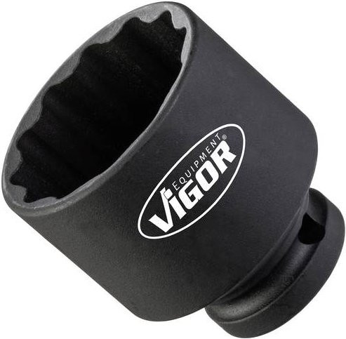 Vigor Kraft-Steckschlüssel-Einsatz V4478 Doppel-6kt. kurz, Innenvierkant 12,5 mm (1/2 Zoll), Außen-Sechskant 36, Gesamtlänge: 50 mm, Schwarz - Bild 1