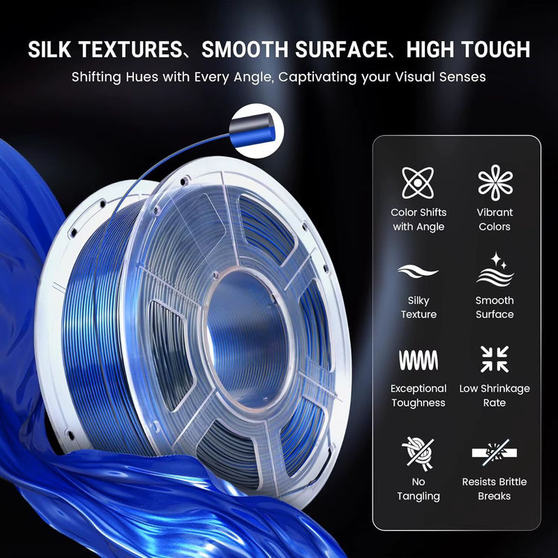 SUNLU SILK Dual & Triple Colors 3D-Drucker-Filament FDM, 1,75 mm, Multicolor (Schwarz/Blau), 1 kg - Bild 5
