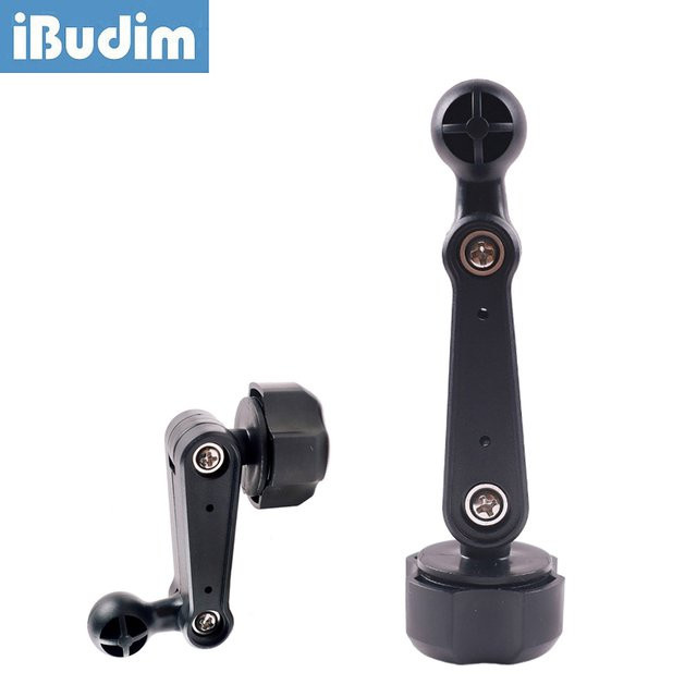 iBudim Kugelgelenk-Verlängerungsarm mit Buchse auf Stecker Adapter in Schwarz für Handyhalterungen und GPS-Halterungen am Auto-Lüftungsauslass, 17mm - Bild 1