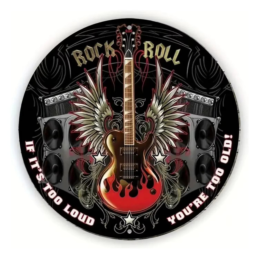 Potdemiel Retro Metallschild Rund mit Gitarren- und Bass-Motiv, Mehrfarbig, Durchmesser: 20 cm - Bild 2