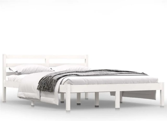 vidaXL Massivholzbett aus Kiefer in Weiß, B/T/H: 140 x 190 x 69,5 cm - Bild 1