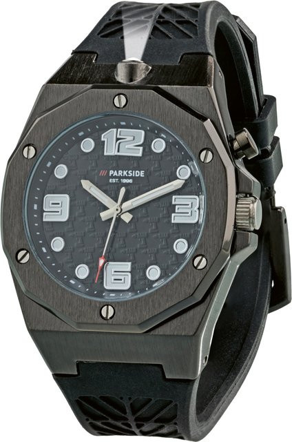 PARKSIDE Armbanduhr, Quarz, Metall, 40 mm, Silikon, Schwarz, Herren - Bild 1