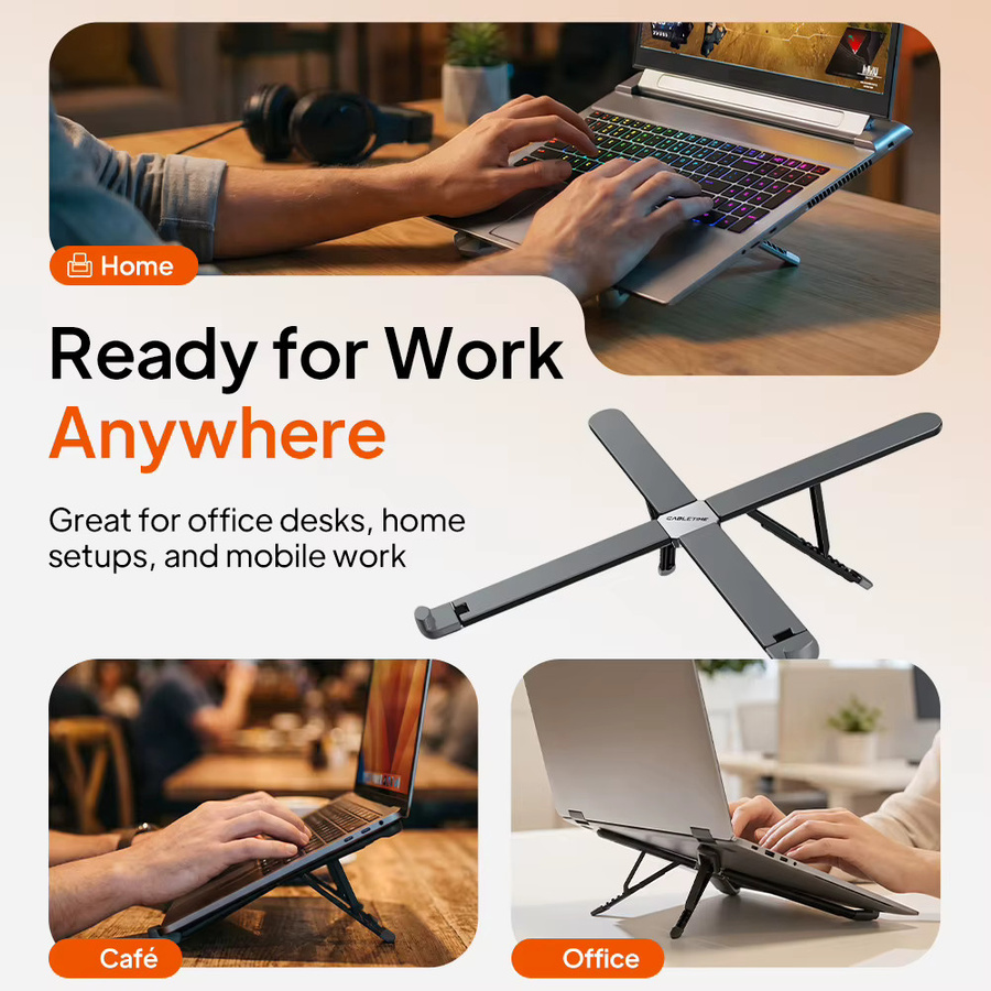 CABLETIME Laptop-Ständer X faltbar mit 8 verstellbaren Winkeln für Laptops von 10 bis 17,3 Zoll und MacBook - Bild 5