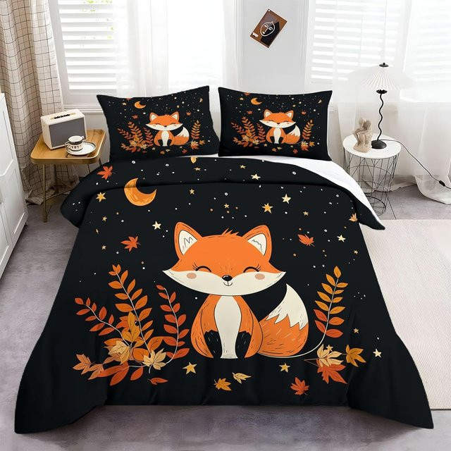 Lodestar Bettwäsche-Set mit Fuchs-Print für Kinder, 2-teilig aus Mikrofaser, B/H: 135 x 200 cm - Bild 1