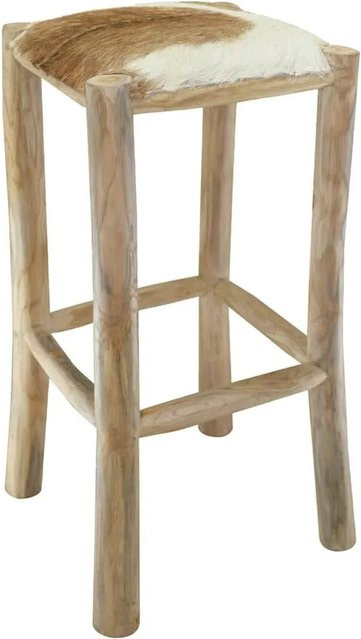 vidaXL Barhocker aus Teak Massivholz und Ziegenleder im rustikalen Vintage-Stil - Bild 1
