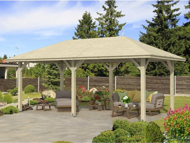 Skan Holz Pavillon Orleans 1 aus unbehandeltem Fichtenholz in Beige B/T/H: 374 x 656 x 314 cm - Bild 1