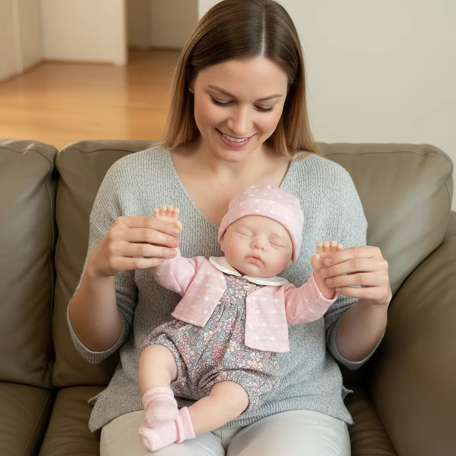 NPK Irys Frühchen Reborn Baby-Puppe, 12-Zoll, Silikon, Weiß, Rosa / Pink - Bild 5