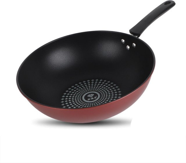 CosyHome Gusseisen Wok mit flachem Boden und Antihaftbeschichtung, Schwarz, Durchmesser: 28 cm - Bild 1