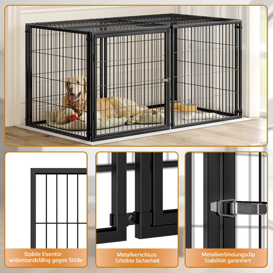Amazon Basics Modulare Hundebox in Schwarz mit Sicherheitsschloss und PVC-Einlage, B/T/H: 160 x 80 x 80 cm - Bild 2