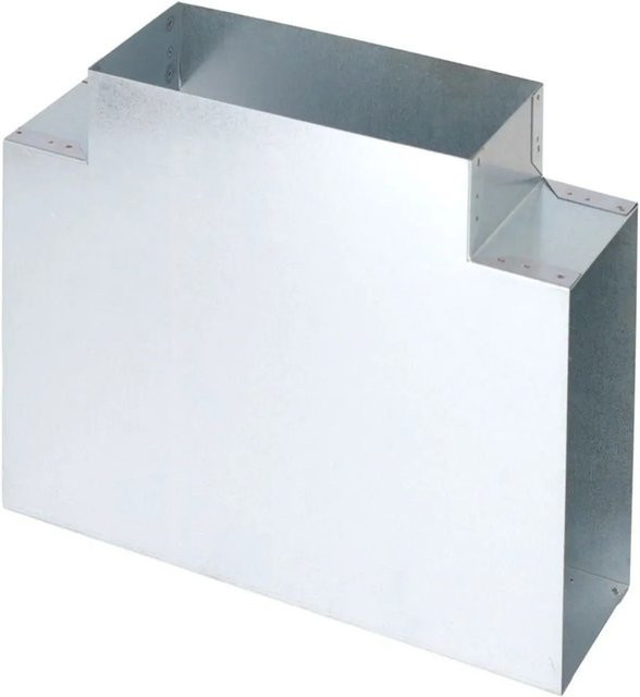 Subtiel Flachkanal T-Stück 90° aus verzinktem Stahl, Farbe: Silber, B/H: 200 x 90 mm - Bild 1