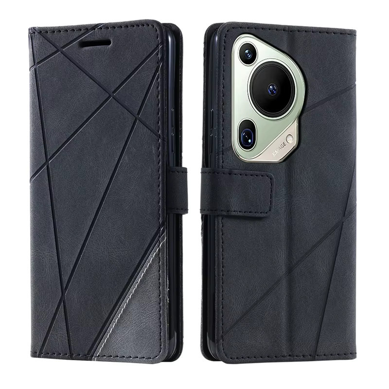 Leder-Flipcase Brieftasche für Huawei Pura 70 Ultra, Pura 70 Pro und Pura 70 Pro Plus in Schwarz - Bild 2