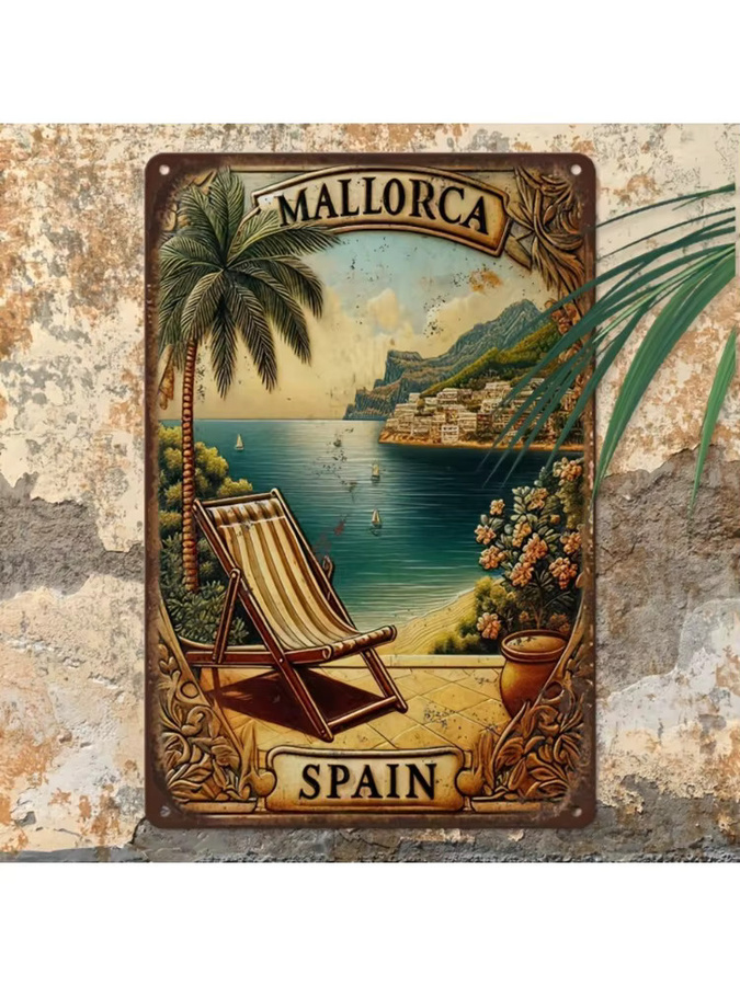 Mallorca Vintage Reiseplakat HELLOYOUNG Aluminiumschild Metall Wandkunst Mehrfarbig - Bild 5