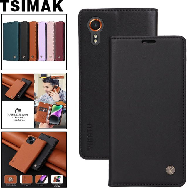 Business Ledertasche für Samsung A02, A02S, A03S, A03 Core und Galaxy XCover 7 als Flip Brieftasche mit starkem Magnetverschluss in Blau - Bild 1