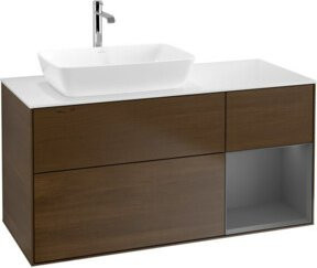 V&B Waschtischunterschrank Finion Wandbeleuchtung Walnuss, Breite: 120 cm, Tiefe: 50,1 cm, Höhe: 50,1 cm - Bild 1