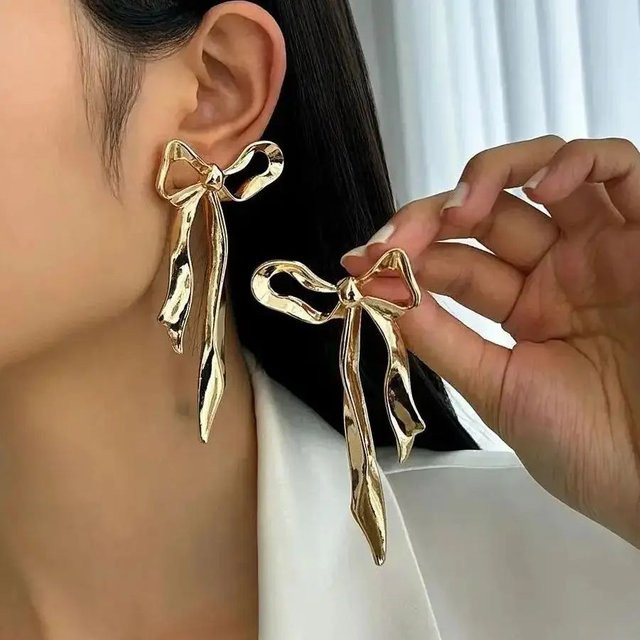 SHIXIN Ohrringe, Bogen Anhänger, Quaste, Gold Farbe, Damen - Bild 1
