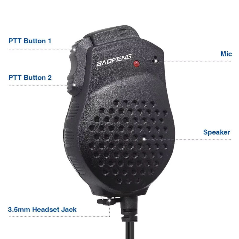 Baofeng Dual PTT Schulterlautsprecher-Mikrofon in Schwarz mit 3,5 mm Klinkenanschluss kompatibel mit BAOFENG UV-5R und MINI UV-82 Zweiwege-Amateurfunkgeräten - Bild 5