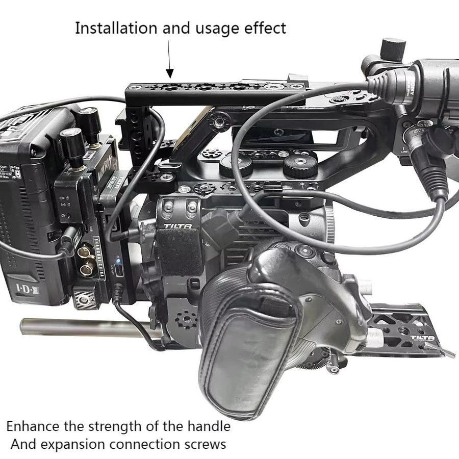 Sony FX6 Kamerakäfig-Set mit vertikalem Kamerahalterungs-Kit und V-förmigem Top-Griff in Schwarz - Bild 2