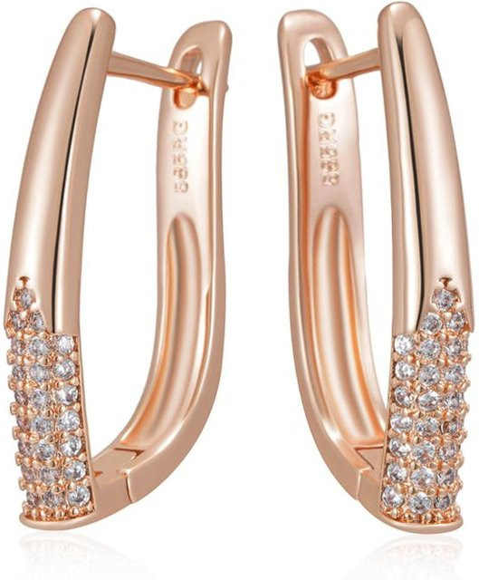 Creolen-Ohrringe Roségold, Zirkonia, Damen, Vintage - Bild 1