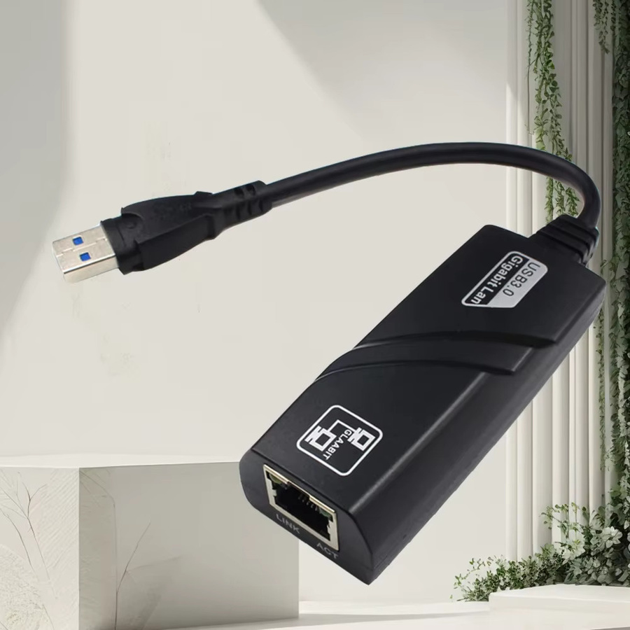 YiFanHeRong USB 3.0 auf Gigabit LAN Netzwerkadapter, Ethernet-RJ45-Netzwerkkarte für PC, Schwarz - Bild 2