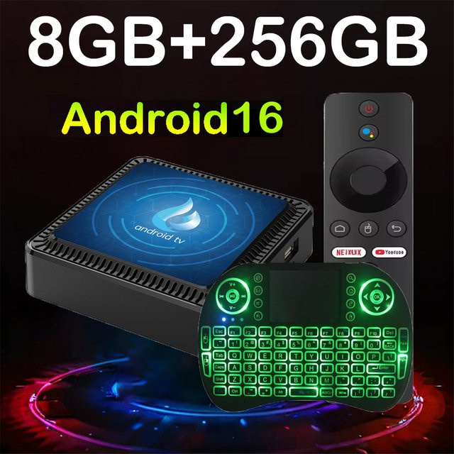BLKJ Q17 Smart TV Box Media Streamer mit Android 16, 8K Auflösung, WLAN und Bluetooth 6.0, Schwarz - Bild 1
